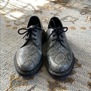 Dr. Martens Faux Snakeskin Gray Oxfords US8